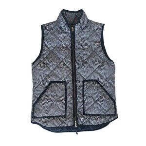 J.Crew Women Black Ivory Excursion Herringbone Quilted Insulated Puffer Vest S
